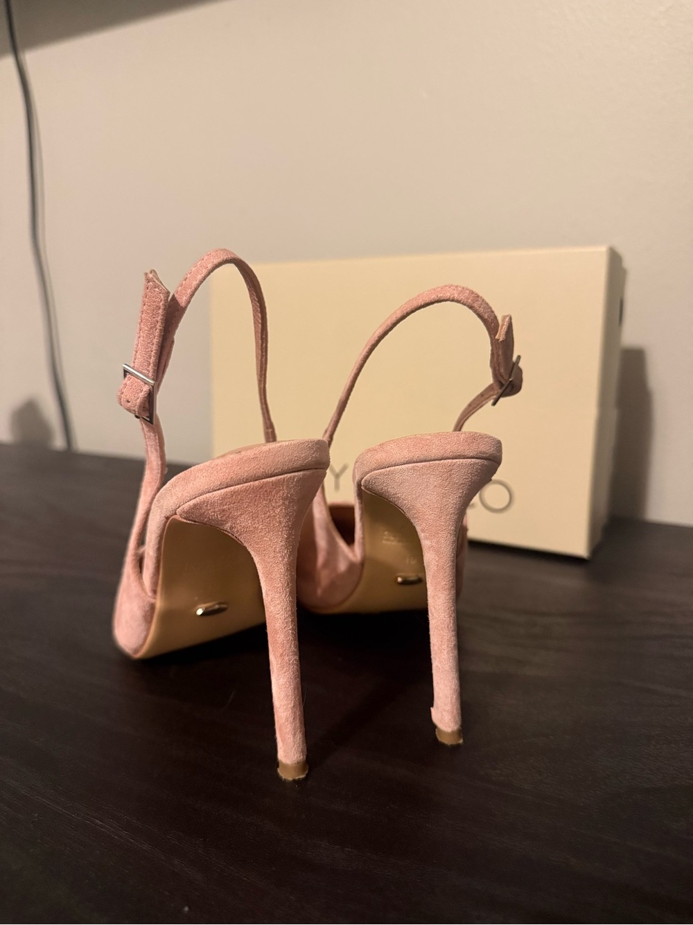 Tony Bianco Blush Pink Suede Pointed Slingback Heels - Picture 3 of 9